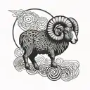 Aries ram with 3/24/2001 in Roman numerals tattoo design idea