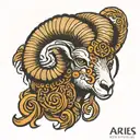 Aries ram with 3/24/2001 in Roman numerals tattoo design idea