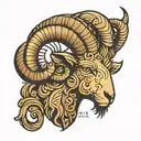 Aries ram with 3/24/2001 in Roman numerals tattoo design idea