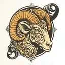 Aries ram with 3/24/2001 in Roman numerals tattoo design idea