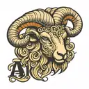 Aries ram with 3/24/2001 in Roman numerals tattoo design idea