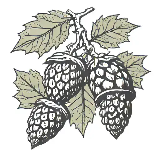 red oak acorn and blackberry tattoo design idea