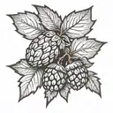 red oak acorn and blackberry tattoo design idea