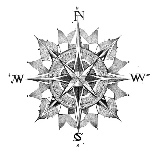 A compass rose with intricate honeycomb patterns, symbolizing the client's journey guided by their faith tattoo design idea