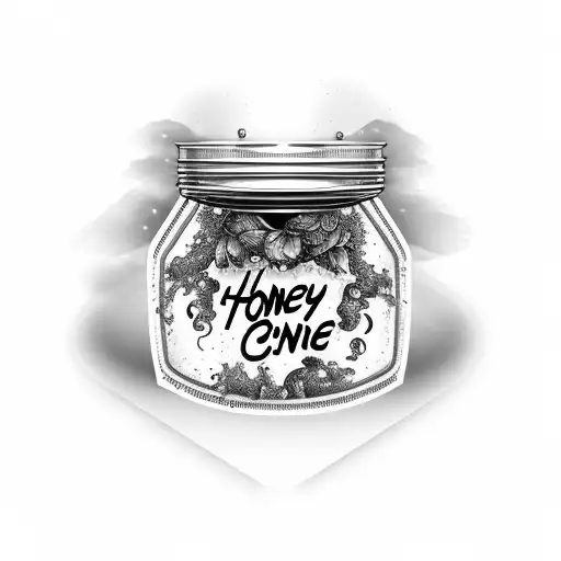 honey jar honey comb tattoo design idea