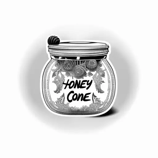 honey comb jar tattoo design idea