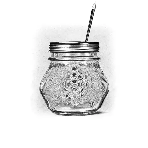 honey jar honey comb tattoo design idea