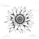 A dotwork design of a sunflower with lyrics from a favorite worship song incorporated in the petals tattoo design idea