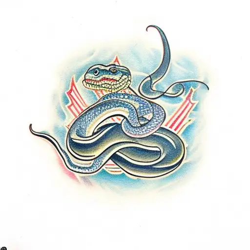 Snake with dagger tattoo design idea