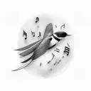 swallow bird with music note tattoo design idea