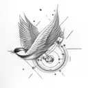 swallow bird with music note tattoo design idea