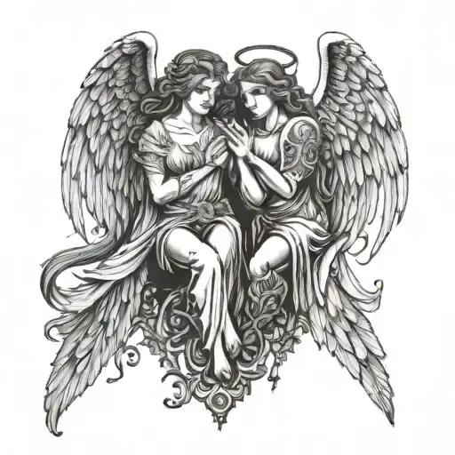 Good angel and bad angel tattoo design idea