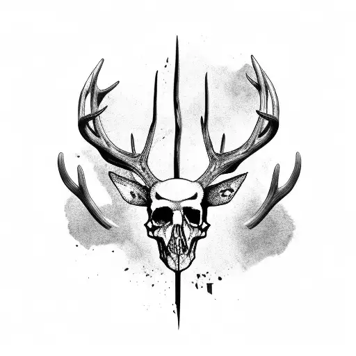 American Flag with Deer Skull tattoo design idea
