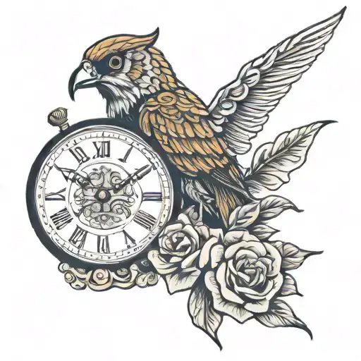 una muerte con una uadaña con un cuervo encima de la hoja de la misma y con un reloj de bolsillo en la mano de la parca  tattoo design idea