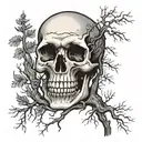skull in trees tattoo design idea