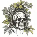 skull in trees tattoo design idea