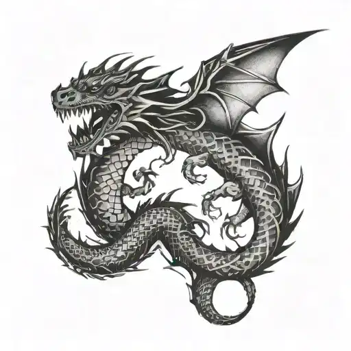  Tattoo around the neck with dragons on the collarbone tattoo design idea