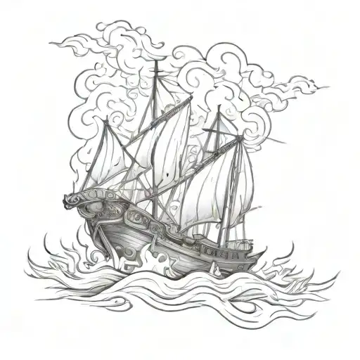 burn the boats on fire flames tattoo design idea
