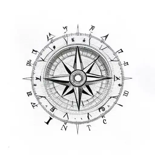 Mountains and compass tattoo design idea