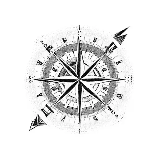 Mountains and compass tattoo design idea