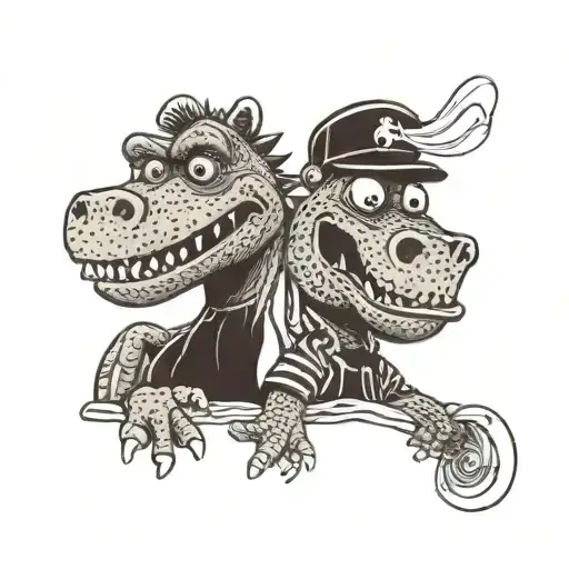 Barney the dinosaur and alf tattoo design idea