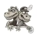 Barney the dinosaur and alf tattoo design idea