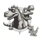Barney the dinosaur and alf tattoo design idea
