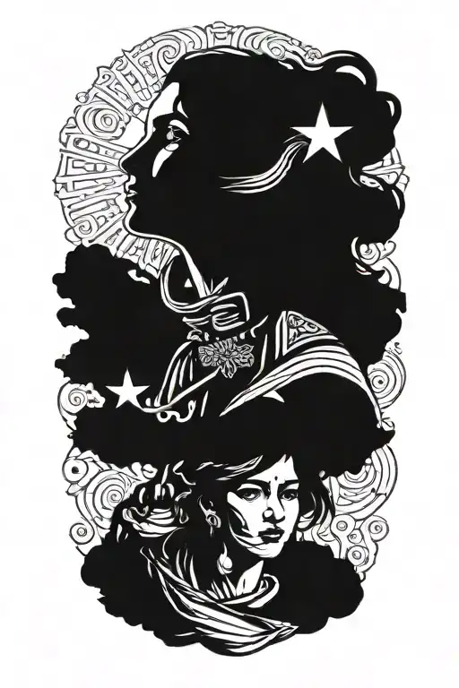 Family freedom war woman kurdish tattoo design idea