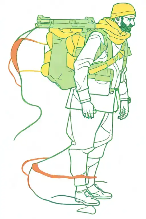 Cloth war gunman kurdish green red yellow family  tattoo design idea