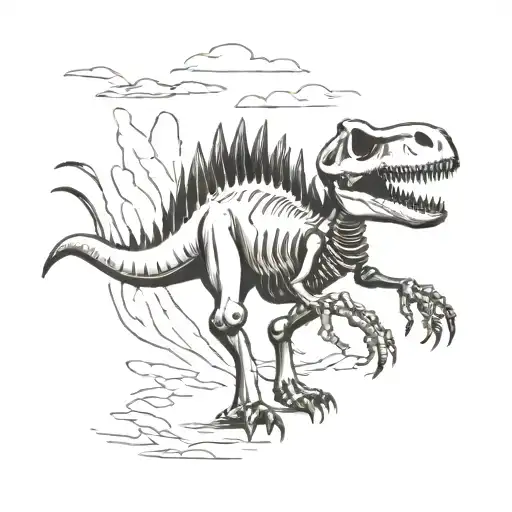 dinasor t Rex Skeleton tattoo design idea