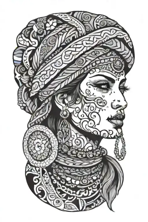 Cloth woman kurdish  tattoo design idea