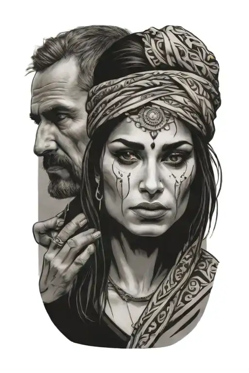 kurdish woman man tattoo design idea