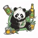 drunk panda tattoo design idea