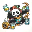 drunk panda tattoo design idea