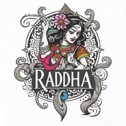 Radha name tattoo design idea