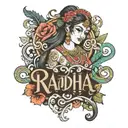 Radha name tattoo design idea