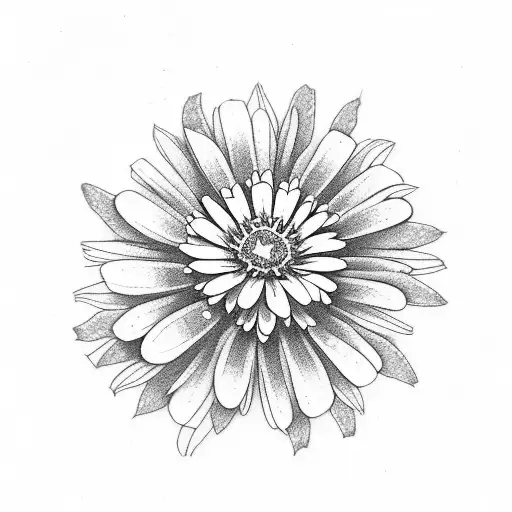 Daisy and Zinnia flower tattoo design idea