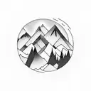 train track mountain forest tattoo design idea