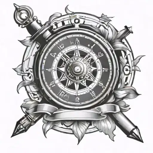 Compass with roulette wheel surrounded tattoo design idea