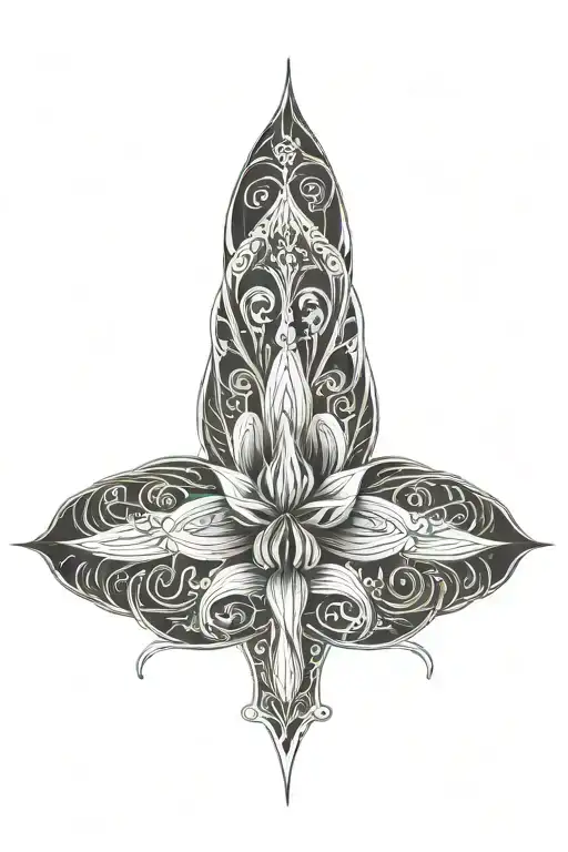 lily flower intertwined tattoo design idea