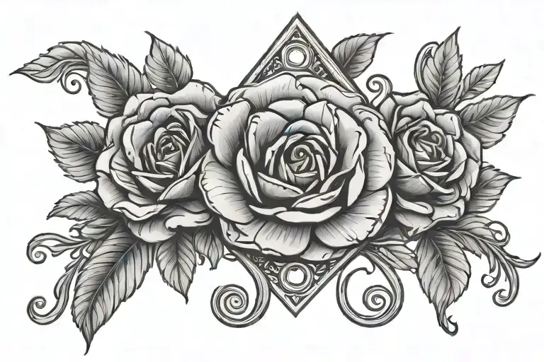 big  roses, eye of Horus  tattoo design idea