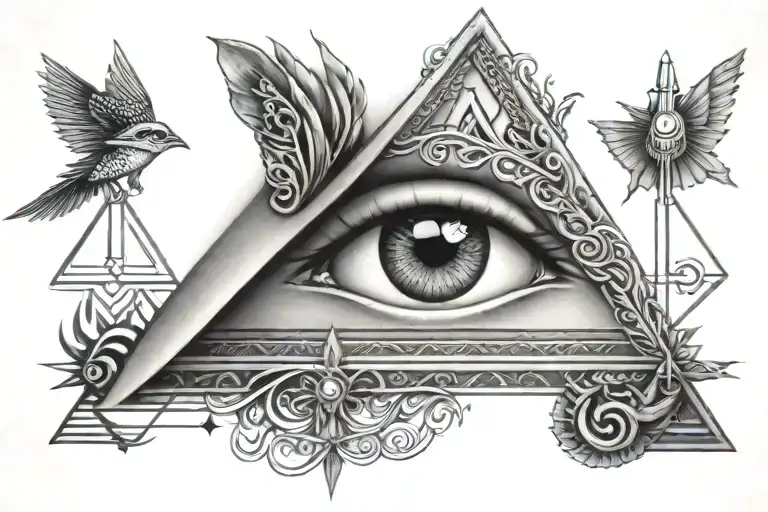 eye of horus and pyramid  tattoo design idea