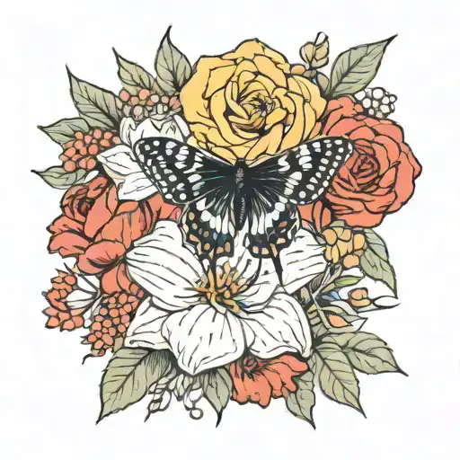 November, March, and May birth flower tattoo design idea