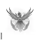 phoenix screaming and flying tattoo design idea