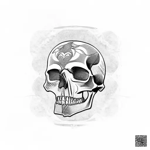 skull and car pistons tattoo design idea