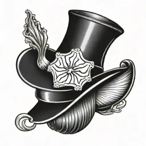 top hat with a sea shell pin tattoo design idea