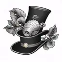 top hat with a sea shell pin tattoo design idea