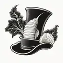 top hat with a sea shell pin tattoo design idea