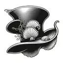 top hat with a sea shell pin tattoo design idea