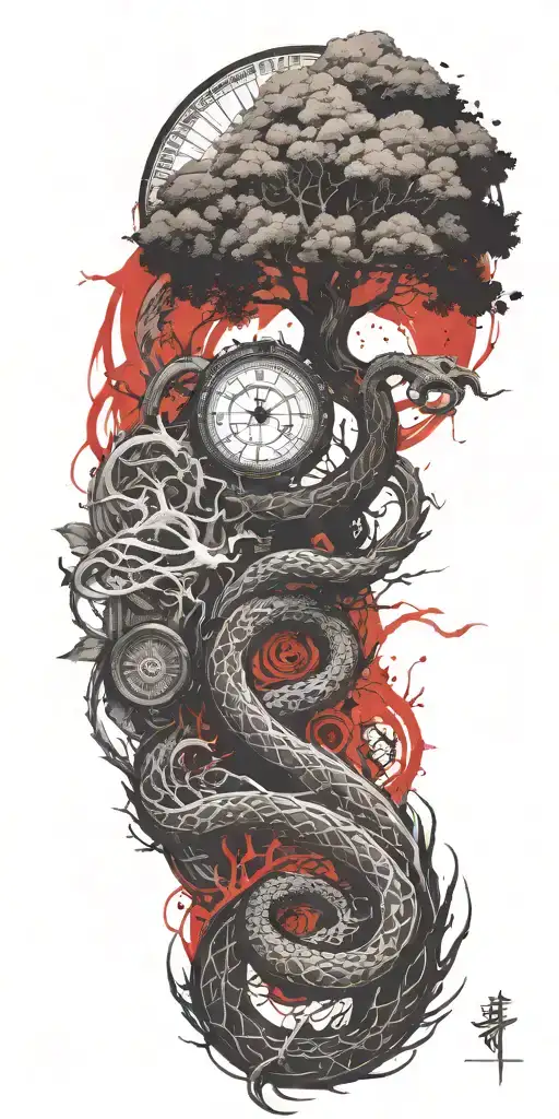 yggdrasil with jormungandr tattoo design idea